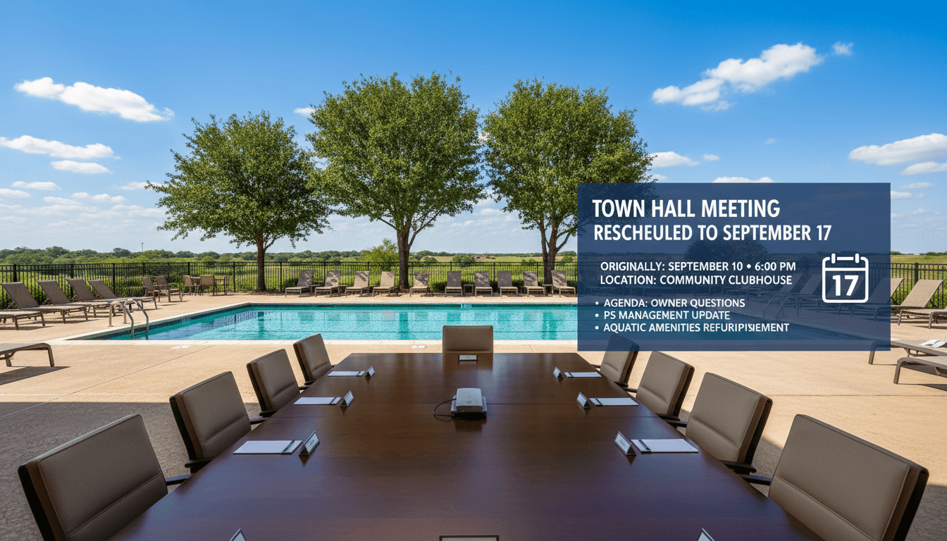 Town Hall Meeting Rescheduled to September 17